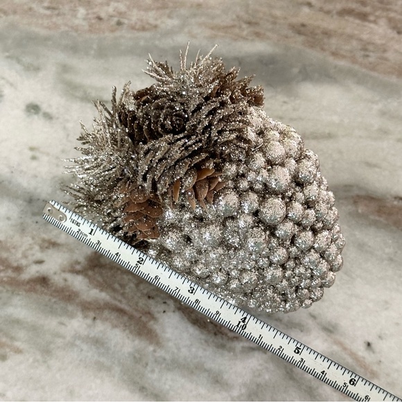 Silver Glitter Decorative Pinecone Acorn - Holiday Christmas Decor - Picture 8 of 9